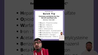 Antidotes for Common Medications to know in Nursing nursing nclex nurse [upl. by Buzz]