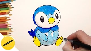 How to Draw Piplup Step by Step Pokemon Go ✔ [upl. by Inaffit952]