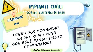 Schemi elettrici base punti luce comandati da uno o più punti con relè passopasso commutatore [upl. by Sema]