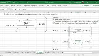 4 ANUALIDADES Anticipadas Valor Presente Excel [upl. by Baptlsta187]