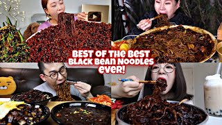 BLACKEST BLACK BEAN NOODLES MUKBANG⚫🤯😱😵 [upl. by Yobybab]