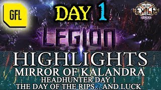 Path of Exile 37 LEGION DAY  1 Highlights MIRROR OF KALANDRA HEADHUNTER DAY 1 [upl. by Gianina570]