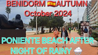 30 MINUTES OF BENIDORM 🇪🇸 PONIENTE BEACH WALK 🌩 OCTOBER 2024  4KHDR Autumn Walking Tour beach [upl. by Archer]