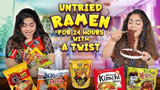 We ONLY ATE Untried Ramen for 24 hours with a TWIST Food Challenge TheThakurSisters [upl. by Aman]