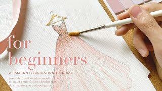 how to draw a simple dress sketch for beginnersfashion illustration  step by step tutorial ❤️ [upl. by Marlen]