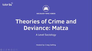 Theories of Crime amp Deviance  Matza  A Level Sociology [upl. by Asirak]