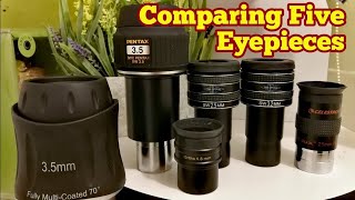 Comparing Five Planetary Eyepieces25mm 48mm Skywatcher Pentax TMB And Orthoscopic [upl. by Akimas]