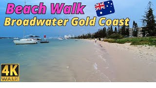 Broadwater Beach Walk 🏖️ Gold Coast Australia 4K [upl. by Llirred]