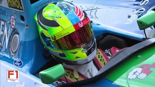 Mick Schumacher drives the Benetton B194 at the drivers parade at the Belgium GP 2017 [upl. by Nyrhtak]