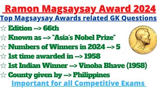 Ramon Magsaysay Award 2024  66th Magsaysay Award 2024  Awards Current Affairs 2024  TOTAN SID [upl. by Yelyac]