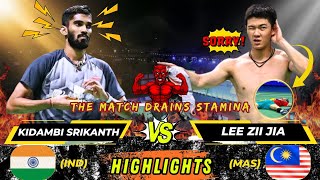 Wow‼️The Match Drains Stamina‼️Lee Zii Jia vs Kidambi Srikanth HYLO [upl. by Attekal]