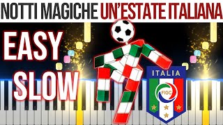 Notti Magiche  UnEstate Italiana  Nannini  Bennato  EASY SLOW Piano Tutorial 🎹  video 4K🤙 [upl. by Aicaca]