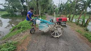 Super Technique in Power tiller driving a village boy full control power tiller best working today [upl. by Selda]