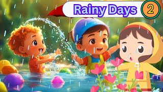 Rainy day song for kids  English cartoon video for learning  cartoon video for kids [upl. by Woodley]