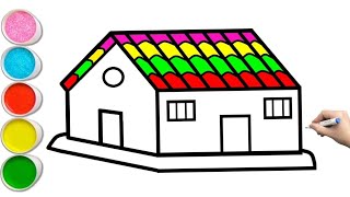 Village House Drawing  House Drawing Painting Coloring for Kids and Toddlers [upl. by Gittle442]