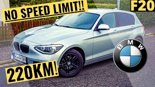 Test drive and Speed  BMW F20 118d 143 HP Max speed 220 Kmh German Autobahn 2020 [upl. by Bedad101]