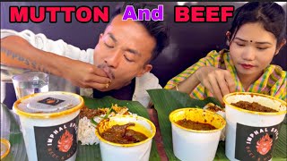 MUTTON and BEFF MUKBANG 🤤🤤couple mukbang videosponsored by Imphal Spice [upl. by Jannery]