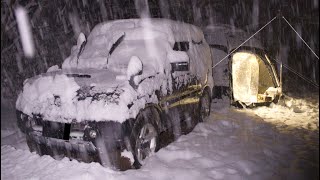 Blizzard Car Camping in a Snow Storm [upl. by Siwel]