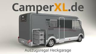 Wohnmobil Regal Heckgarage mit Auszügen CamperXL [upl. by Blasius]