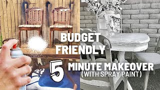 Budget Friendly Farmhouse Dining Set Makeover with Spray Paint5 Minute Flip [upl. by Eicarg]