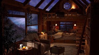 Cozy Log Cabin Ambience  8 Hours of Relaxing Rain Sounds Nature Sounds [upl. by Aleedis]