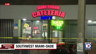 Stabbing outside MiamiDade restaurant police search for suspect [upl. by Ennaharas]