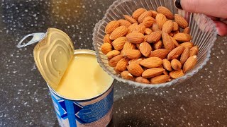 Beat Condensed Milk with Almonds Youll be Amazed Dessert in a Minute No Baking [upl. by Ardnuaet]