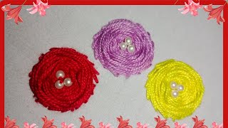 Easy flower embroidery  flower embroidery  beautiful hand embroidery [upl. by Koral247]