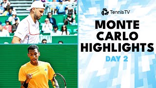 Khachanov vs Norrie Dimitrov Tsitsipas amp AugerAliassime Play  MonteCarlo 2024 Highlights Day 2 [upl. by Oirad]