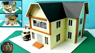 How to Build Miniature Cardboard House  House Model 42 [upl. by Atig]