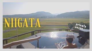 NIIGATA Japan 🍙 Best Onsen Ryokan with HEATED POOL ♨️ PRIVATE ONSEN 🚅 Japan Travel Vlog  Summer [upl. by Salema]