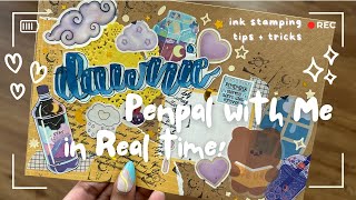 Real Time Penpal with Me Purple Celestial Theme  Ink Stamping Tips [upl. by Nero]