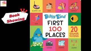 Book showing Ditty Bird First 100 Places  kids button sounds book [upl. by Ecirtel580]