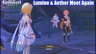 Genshin Impact  Aether meets Lumine again Traveler BrotherSister [upl. by Ocirema]