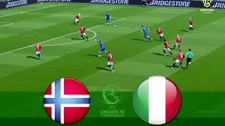 Italy vs Norway  EURO U19 Championship 2024  eFootball PES 2021 [upl. by Louanna484]