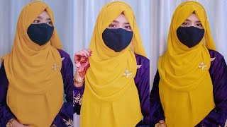 Hijab Tutorial For School ✨ With Mask  Easy Full Coverage Hijab Styles For School College Girls [upl. by Sterner]