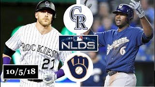 Colorado Rockies vs Milwaukee Brewers Highlights  NLDS Game 2  October 5 2018 [upl. by Estrin]