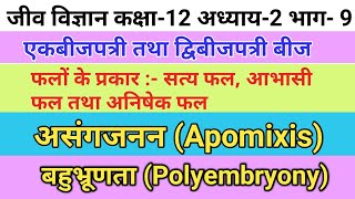 अध्याय2भाग9 बीज फल असंगजनन Apomixis तथा बहुभ्रूणता Polyembryony [upl. by Shina]