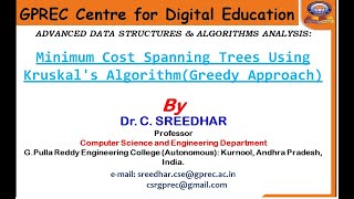 Algorithms Minimum Cost Spanning Tree [upl. by Janot]