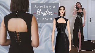 Sewing a Bustier Gown  DIY Evening Dress  Altering Corset Pattern Sewing Vlog [upl. by Sukhum]