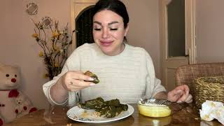 Kara lahana sarması girit kabak dolması mukbang [upl. by Natsuj]