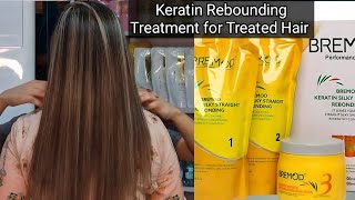 Bremod keratin rebounding on chemical treated hair Hair Treatment  Permanent hair straightening [upl. by Hanselka]