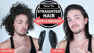 ✅ How To Straighten Hair with a Brush  Mens Hair Straightening [upl. by Ailehs]