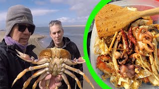 Two Huge Dungeness Crabs Crabbing in San Francisco [upl. by Leunamesoj]