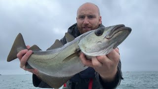 Pollock Fishing in challenging conditions The Maidens Larne [upl. by Fermin]