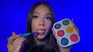 ASMR SPIT PAINTING WITH EDIBLE PAINT 🎨 [upl. by Yehudi]