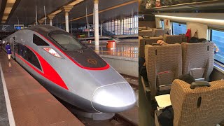 350kmh fast Fuxing High Speed Train G6 Shanghai  Beijing in First Class [upl. by Einnaf]