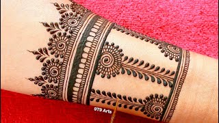 Very beautiful stylish front hand mehandi ka design  Easy mehendi design  Simple wedding mehndi [upl. by Mckinney]