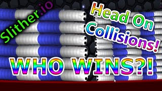 Slitherio  WHO WINS IN HEAD TO HEAD COLLISIONS Tips and Tricks [upl. by Ileane]