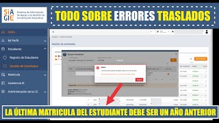 Siagie v50  Errores Comunes en TRASLADO INGRESO en la v50  la matricula debe ser un año anterior [upl. by Yuille]